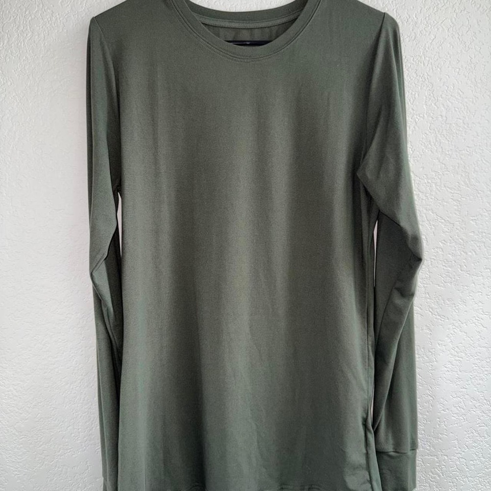 G7 Performance Mens XL Long Sleeve Shirt Olive Green Athletic Crew Neck XL